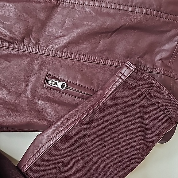 RD Style Merlot color Vegan Leather Zip Up Jacket Women’s Size Large - Picture 4 of 12